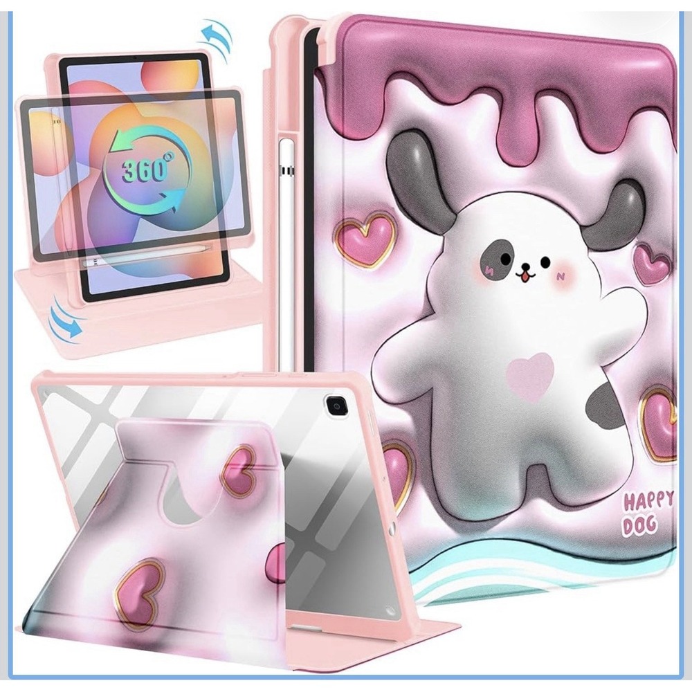Kid Cube For Samsung Galaxy Tab S6 Lite Kawaii Dog 10.4 In Rotating Stand